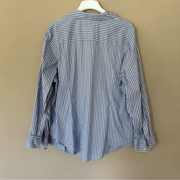 Lane Bryant Size 24 Striped Button Up Shirt Long Sleeve Rhinestone Collar Plus - Picture 9 of 9